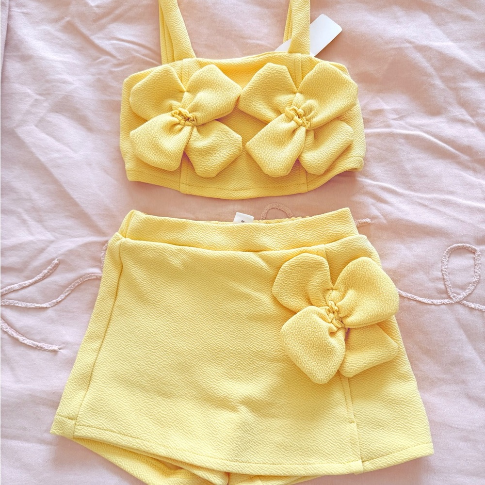 Sunny Yellow Kids Floral Shorts Set